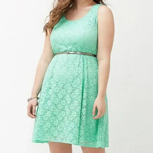 Lane Bryant Mint‎ Green Lace Sleeveless Fit & Flare Dress size 16